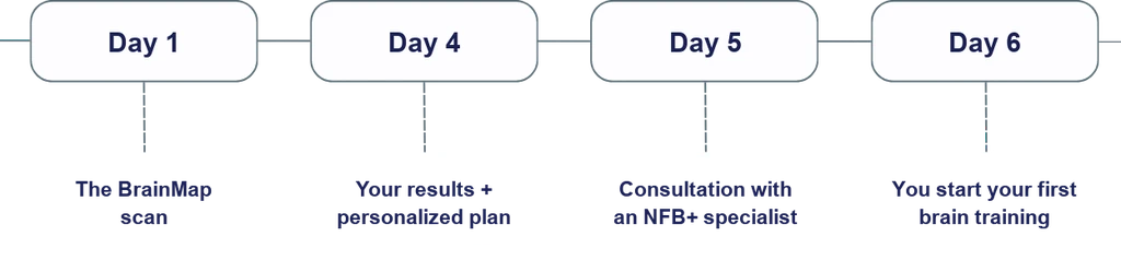 BrainMap Protocol timeline: Day 1, 4, 5, 6